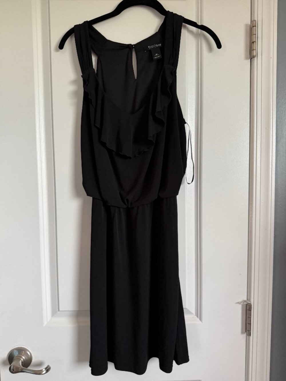 WHITE HOUSE BLACK MARKET Black Ruffle Neckline Sleeveless Dress Medium